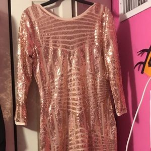 Rose gold sequin dress